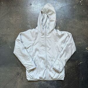 Uniqlo Women’s Fleece Long Sleeve Zip Up Hooded Windbreaker Jacket Silver Small